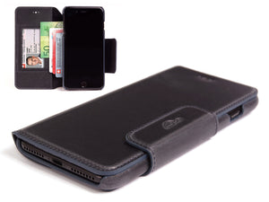 iPhone 7 / 8 Plus Wallet Case Black Vintage Leather - Carapaz